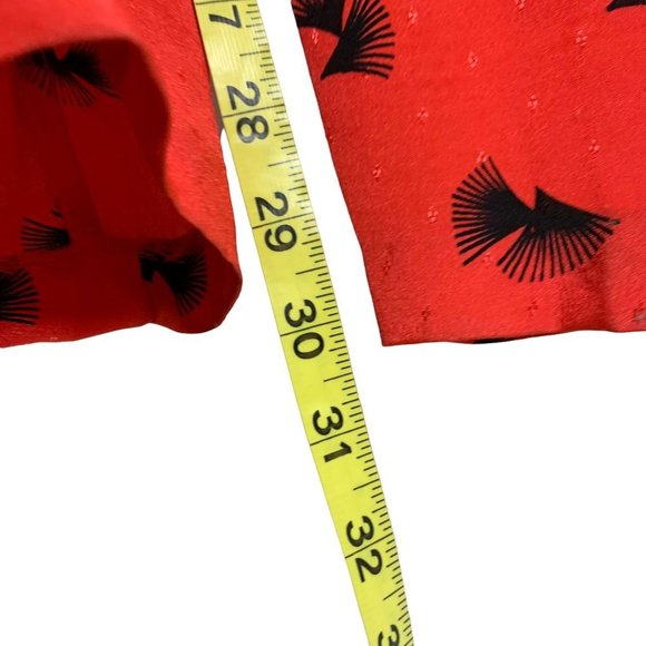 Vintage 80s Red Black Print Short Sleeve Flutter Jumpsuit Small - Picture 10 of 11